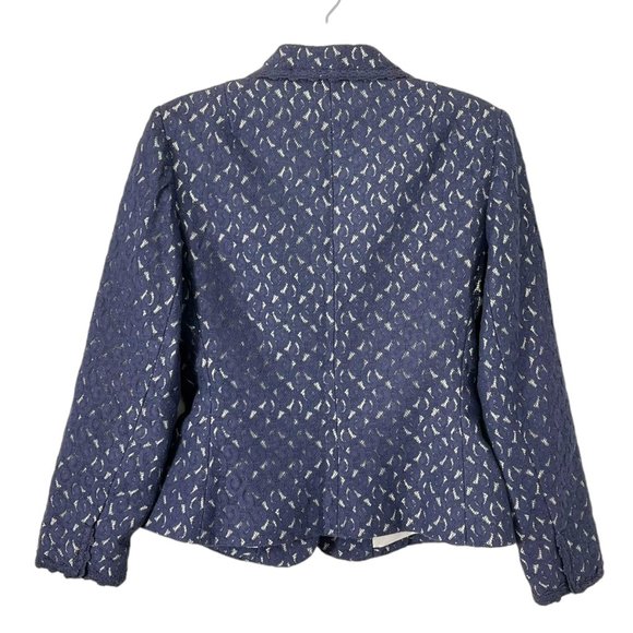 Kay Unger New York Blue Lace 3 Button Blazer Jacket 6 - Picture 6 of 8